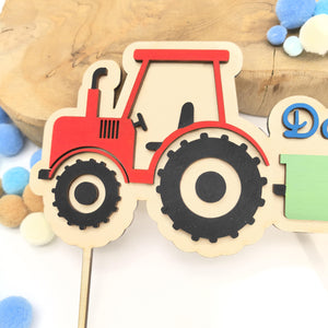 personalisierter Traktor Caketopper mit Geburtstags Zahl, gefertigt in deinen Wunschfarben, Cake Topper, Tortenstecker, Kindergeburtstag