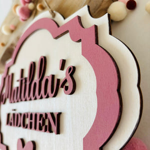 Süßes Namensschild für den Kaufladen, personalisiert mit Wunschtext und in deinen Wunschfarben, Kinderzimmer, Türschild, Namensschild