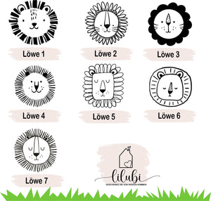 Türschild Löwe personalisiert fürs Kinderzimmer, gefertigt in Wunschfarben, Geschenk Taufe, Geburt, Kindergeburtstag, Namensschild, Tiere