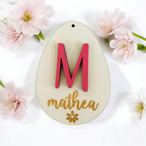 personalisiertes Osterei in Wunschfarbe, Osterdeko Holz, Oster Anhänger personalisiert, Osterkörbchen Kinder, Kleine Ostergeschenke