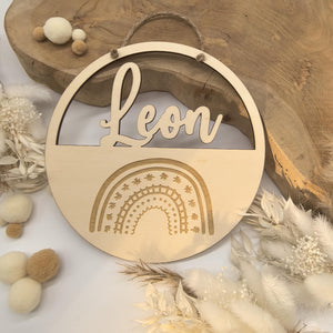 Regenbogen Türschild personalisiert fürs Kinderzimmer, Geburtstagsgeschenk, Deko, Geschenk Taufe, Geburt, Kindergeburtstag, Namensschild