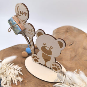 süßes Geldgeschenk zur Geburt oder Taufe , Geburtstag , personalisiert mit deinem Wunschtext, Taufgeschenk, Namensschild, Geburtsdaten