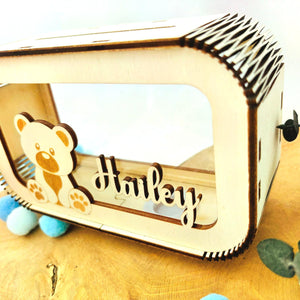 Süße Teddy Spardose personalisiert mit Namen in Wunschfarben, Sparbüchse, Sparschwein, Geldgeschenk, Geschenk zur Geburt, Taufe, Geburtstag