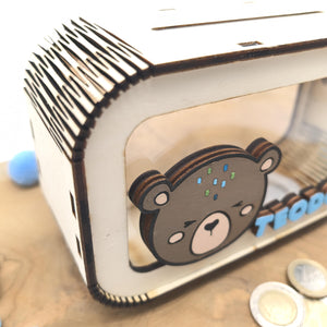 Bär Spardose personalisiert mit Namen in Wunschfarben, Sparbüchse, Sparschwein, Geldgeschenk, Geschenk Geburt, Taufe, Geburtstag, Teddy