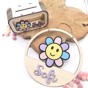 Blumen Spardose personalisiert mit Namen in Wunschfarben, Sparbüchse, Sparschwein, Geldgeschenk, Geschenk Geburt, Taufe, Geburtstag, Daisy