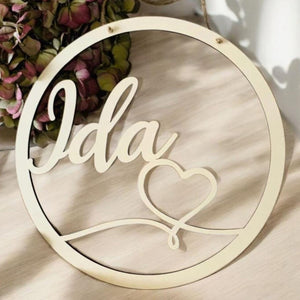 Filigranes, personalisiertes Namensschild, Türschild mit Herz im Boho Stil, Geschenk Baby, Geburt, Taufe, Kinderzimmerdeko, minimalistisch