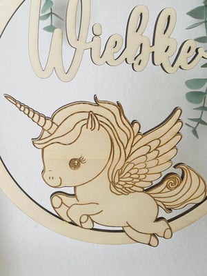 Personalisiertes Einhorn Türschild fürs Kinderzimmer, Geburtstagsgeschenk, Deko, Geschenk Taufe, Geburt, Kindergeburtstag, Namensschild