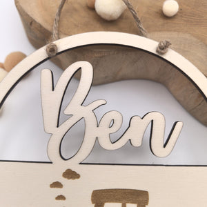 Türschild Traktor personalisiert fürs Kinderzimmer, gefertigt in Wunschfarben, Geschenk Taufe, Geburt, Kindergeburtstag Trecker Namensschild