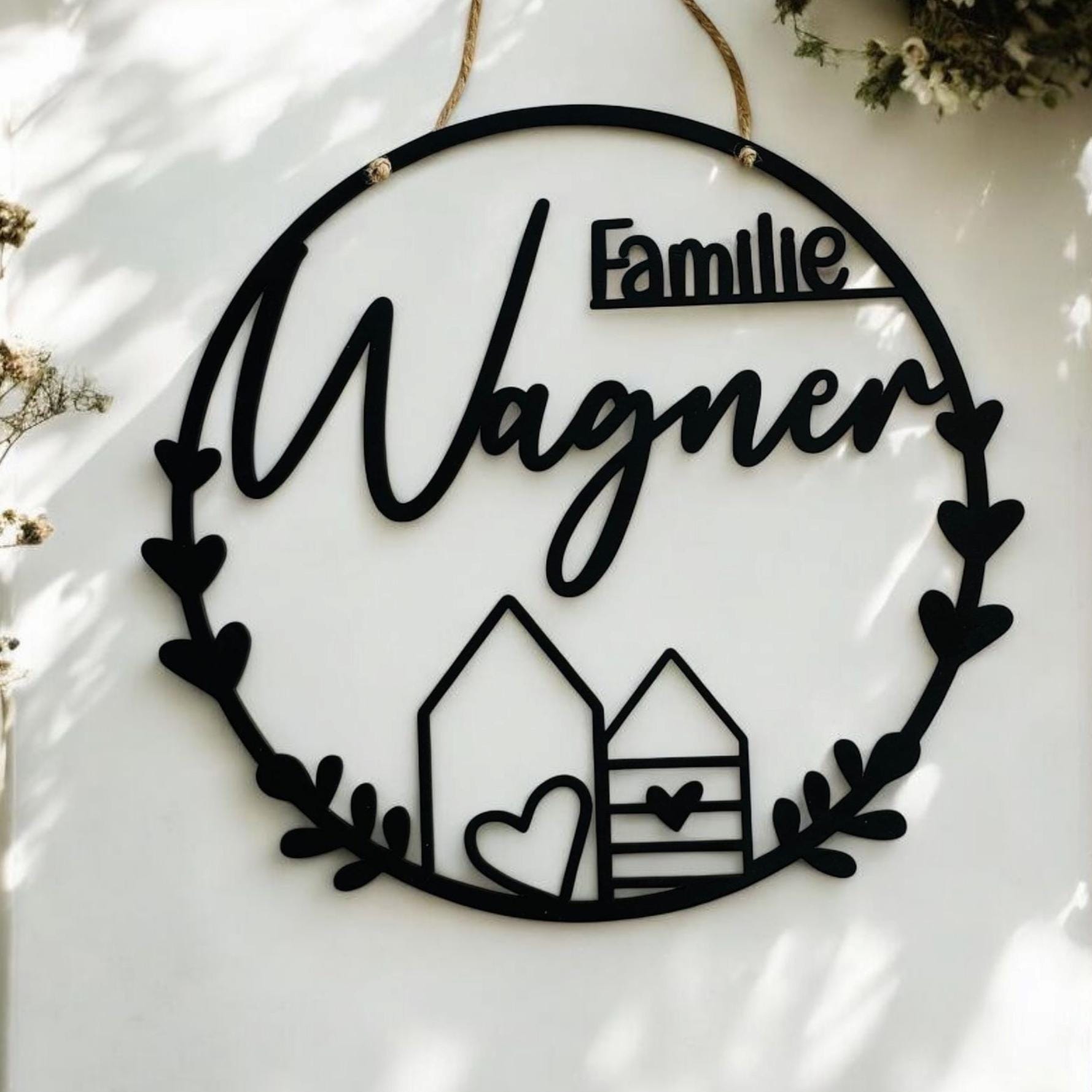 Hübscher Dekoring, Türkranz, Fensterdekoration, modern, schwarz, minimalistisch, Scandinavian Hygge, Deko loop, Dekoring, personalisiert