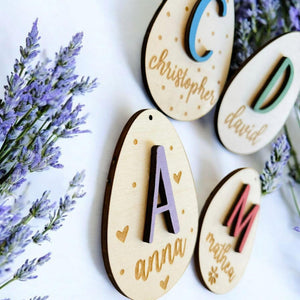 personalisiertes Osterei in Wunschfarbe, Osterdeko Holz, Oster Anhänger personalisiert, Osterkörbchen Kinder, Kleine Ostergeschenke