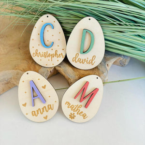 personalisiertes Osterei in Wunschfarbe, Osterdeko Holz, Oster Anhänger personalisiert, Osterkörbchen Kinder, Kleine Ostergeschenke