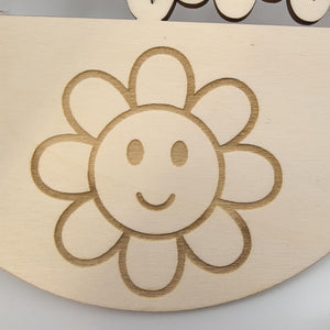 Türschild personalisiert fürs Kinderzimmer, Geburtstagsgeschenk, Deko, Geschenk Taufe, Geburt, Kindergeburtstag, Namensschild, süße Blume