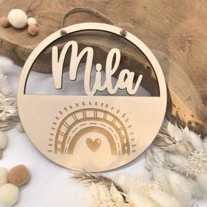 Regenbogen Türschild personalisiert fürs Kinderzimmer, Geburtstagsgeschenk, Deko, Geschenk Taufe, Geburt, Kindergeburtstag, Namensschild