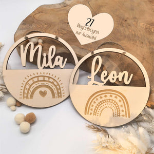 Regenbogen Türschild personalisiert fürs Kinderzimmer, Geburtstagsgeschenk, Deko, Geschenk Taufe, Geburt, Kindergeburtstag, Namensschild