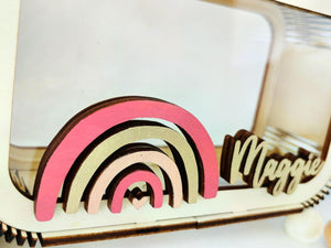 Regenbogen Spardose personalisiert mit Namen in Wunschfarben, Sparbüchse, Sparschwein, Geldgeschenk, Geschenk Geburt, Taufe, Geburtstag
