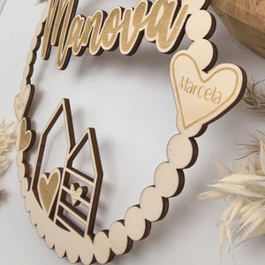 Hübscher Dekoring personalisiert mit Namen, Türkranz, Fensterdekoration, modern, minimalistisch, Scandinavian Hygge, Deko loop, Geschenkidee