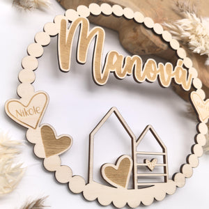 Hübscher Dekoring personalisiert mit Namen, Türkranz, Fensterdekoration, modern, minimalistisch, Scandinavian Hygge, Deko loop, Geschenkidee