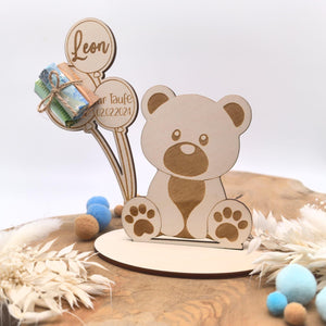 süßes Geldgeschenk zur Geburt oder Taufe , Geburtstag , personalisiert mit deinem Wunschtext, Taufgeschenk, Namensschild, Geburtsdaten