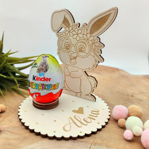Ü-Ei Hase personalisiert aus Holz Halterung , Ostern, Geschenk, Ostergeschenk, Überraschungsei, Ostergeschenk, Eierhalter, Ostergeschenk