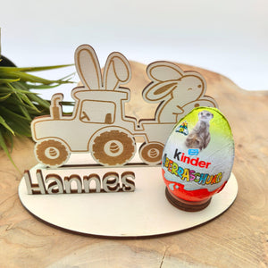 Ü-Ei Traktor Eierhalter personalisiert aus Holz Halterung , Ostern, Geschenk, Ostergeschenk, Überraschungsei, Ostergeschenk, Ostergeschenk
