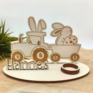 Ü-Ei Traktor Eierhalter personalisiert aus Holz Halterung , Ostern, Geschenk, Ostergeschenk, Überraschungsei, Ostergeschenk, Ostergeschenk