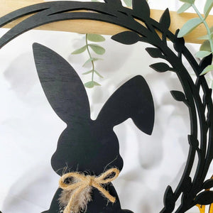 Oster Türkranz mit Hase und Federn, Wanddeko, Fensterdeko, Osterkranz, Osterdeko, Osterhase, Ostereier, personalisierte Deko