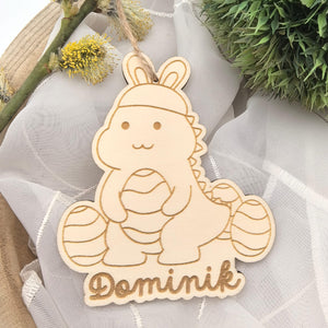 Ostereier zum aufhängen, Osteranhänger, Ostergeschenk personalisiert, Geschenkanhänger Ostern, Osterdeko Holz, Osterhase, Dino, Regenbogen