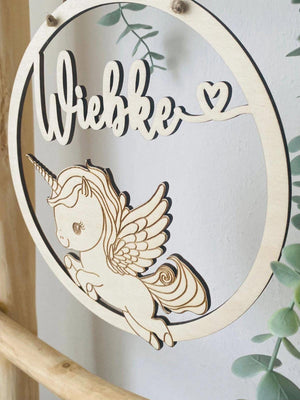 Personalisiertes Einhorn Türschild fürs Kinderzimmer, Geburtstagsgeschenk, Deko, Geschenk Taufe, Geburt, Kindergeburtstag, Namensschild