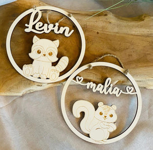 Türschild personalisiert mit 61 süßen Motiven Kinderzimmer, Geburtstagsgeschenk Deko, Geschenk Taufe, Geburt Kindergeburtstag, Namensschild