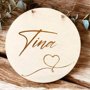 personalisiertes Namensschild, Türschild mit Herz im Boho Stil, Geschenk Baby, Geburt, Taufe, Kinderzimmerdeko, minimalistisch