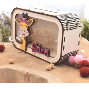 Spardose Giraffe personalisiert mit Namen in Wunschfarben, Sparbüchse, Sparschwein, Geldgeschenk, Geschenk Geburt, Taufe, Geburtstag, Safari