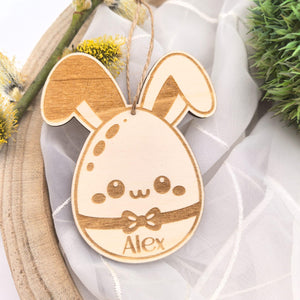 Ostereier zum aufhängen, Osteranhänger, Ostergeschenk personalisiert, Geschenkanhänger Ostern, Osterdeko Holz, Osterhase, Hase mit Blumen