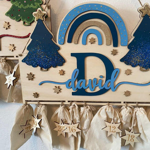 Adventskalender XXL Regenbogen aus Holz, personalisiert mit Wunschtext und in Wunschfarbe, Geschenkidee, Babys Weihnachten, Advent, Nikolaus