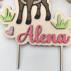 personalisierter Reh Caketopper mit Geburtstags Zahl, gefertigt in deinen Wunschfarben, Cake Topper, Tortenstecker, Kindergeburtstag Bambi