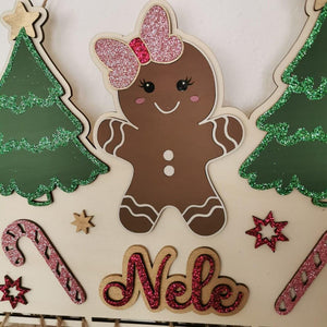 Lebkuchen Adventskalender aus Holz, personalisiert mit Wunschtext und in Wunschfarbe, Geschenkidee, Babys Weihnachten, Advent, Lebkuchenhaus