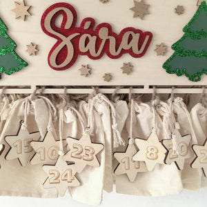 Waldtiere Adventskalender personalisiert mit Wunschtext und in Wunschfarben, Geschenkidee, Babys Weihnachten, Advent, Bär, Eule, Hase, Deer