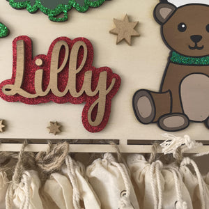 Waldtiere Adventskalender personalisiert mit Wunschtext und in Wunschfarben, Geschenkidee, Babys Weihnachten, Advent, Bär, Eule, Hase, Deer