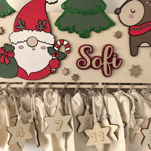 XXL Wichtel Adventskalender personalisiert mit Wunschtext und in Wunschfarben, Geschenkidee, Babys Weihnachten, Advent, Rentier, Santa