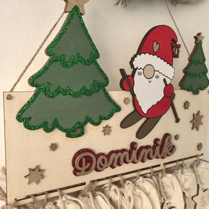XXL Wichtel Adventskalender personalisiert mit Wunschtext und in Wunschfarben, Geschenkidee, Babys Weihnachten, Advent, Rentier, Santa