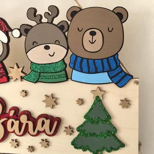 Waldtiere Adventskalender personalisiert mit Wunschtext und in Wunschfarben, Geschenkidee, Babys Weihnachten, Advent, Bär, Eule, Hase, Deer
