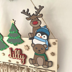 Waldtiere Adventskalender personalisiert mit Wunschtext und in Wunschfarben, Geschenkidee, Babys Weihnachten, Advent, Bär, Eule, Hase, Deer
