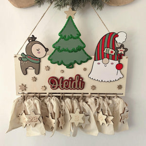 XXL Wichtel Adventskalender personalisiert mit Wunschtext und in Wunschfarben, Geschenkidee, Babys Weihnachten, Advent, Rentier, Santa