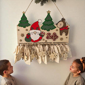 XXL Wichtel Adventskalender personalisiert mit Wunschtext und in Wunschfarben, Geschenkidee, Babys Weihnachten, Advent, Rentier, Santa