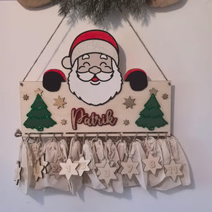 Adventskalender XXL Weihnachtsmann aus Holz, personalisiert mit Wunschtext und in Wunschfarbe Geschenkidee Baby Weihnachten Advent NIKOLAUS