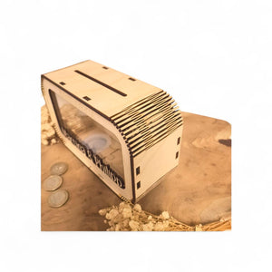 Spardose Reisekasse personalisiert mit Name, Geldgeschenk, Sparschwein Geburtstagsgeschenk Freundin Ehefrau Einzugsgeschenk, Berge, Camping