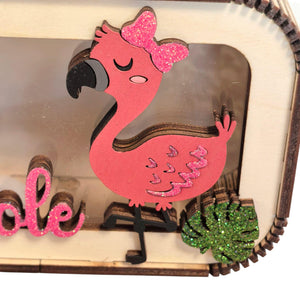 Spardose Flamingo personalisiert mit Namen in Wunschfarben, Sparbüchse, Sparschwein, Geldgeschenk, Geschenk Geburt, Taufe, Geburtstag