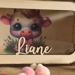 Süße Kuh Spardose personalisiert mit Namen in Wunschfarben, Sparbüchse, Sparschwein, Geldgeschenk, Geschenk zur Geburt, Taufe, Geburtstag