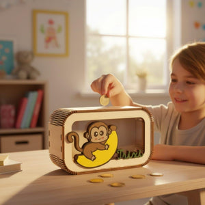 Spardose Affe personalisiert mit Namen in Wunschfarben, Sparbüchse, Sparschwein, Geldgeschenk, Geschenk Geburt, Taufe, Geburtstag, Safari