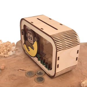 Spardose Affe personalisiert mit Namen in Wunschfarben, Sparbüchse, Sparschwein, Geldgeschenk, Geschenk Geburt, Taufe, Geburtstag, Safari