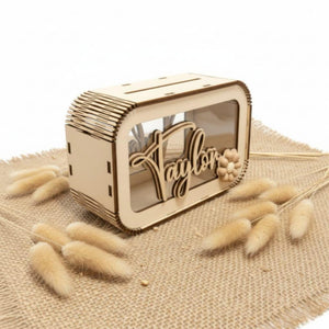 Spardose personalisiert mit Namen & 3D Blume in Wunschfarbe, Sparbüchse, Sparschwein, Geldgeschenk, Geschenk Geburtstag, Freundin, Teenager